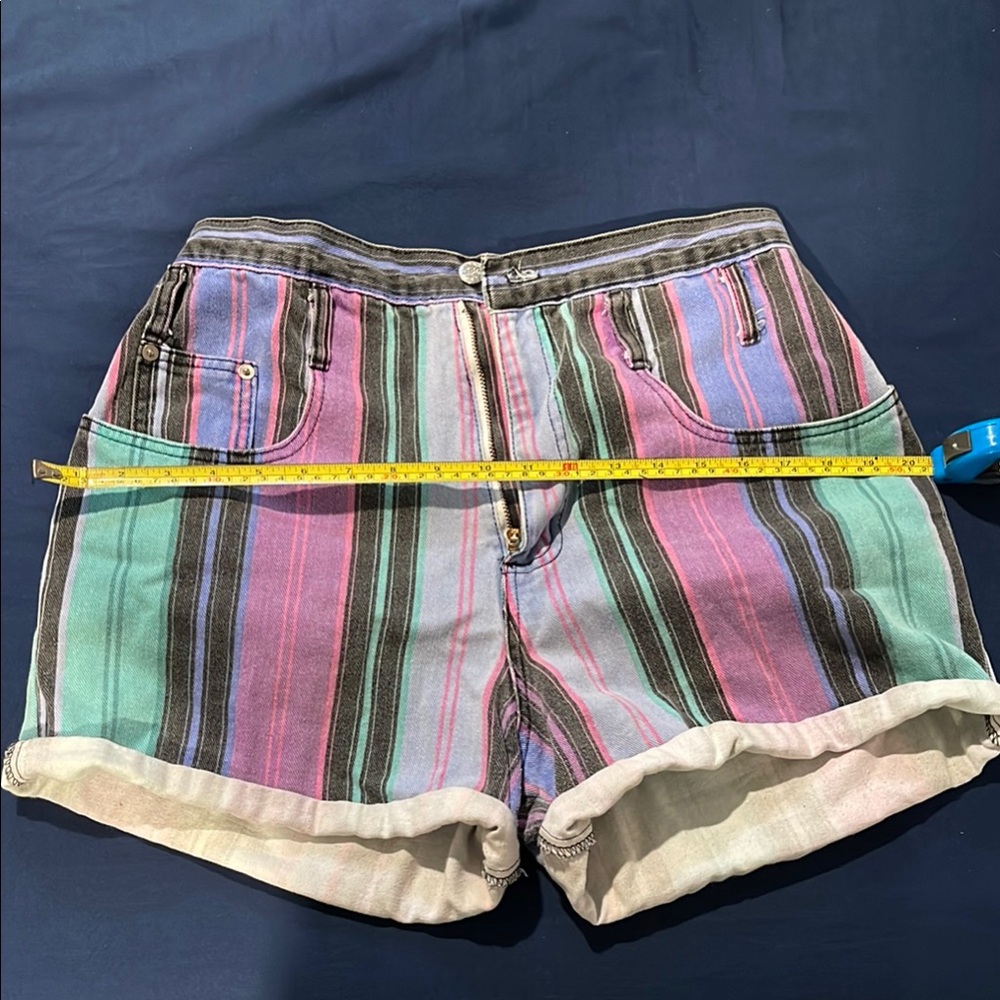 Pink and Blue Jean Shorts with Rolled Hems